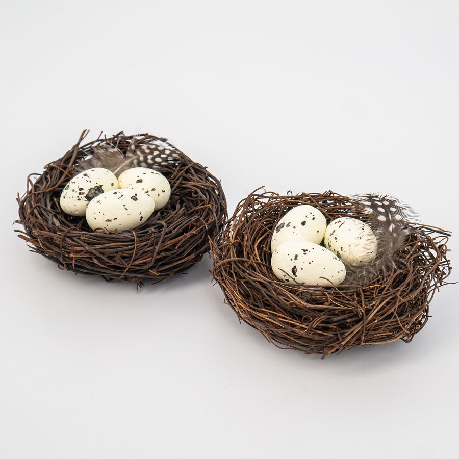 Сувенир пасхальный "Гнездо с яйцами" 8см, 2шт