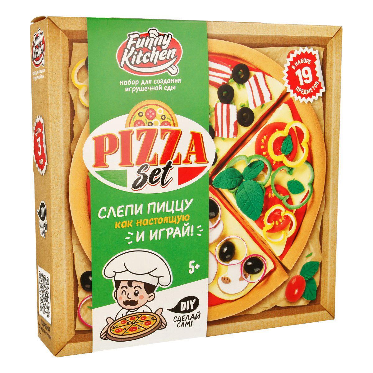 Набор для опытов Funny Kitchen "Pizza set" 150 гр легкий пластилин, слайм, тесто