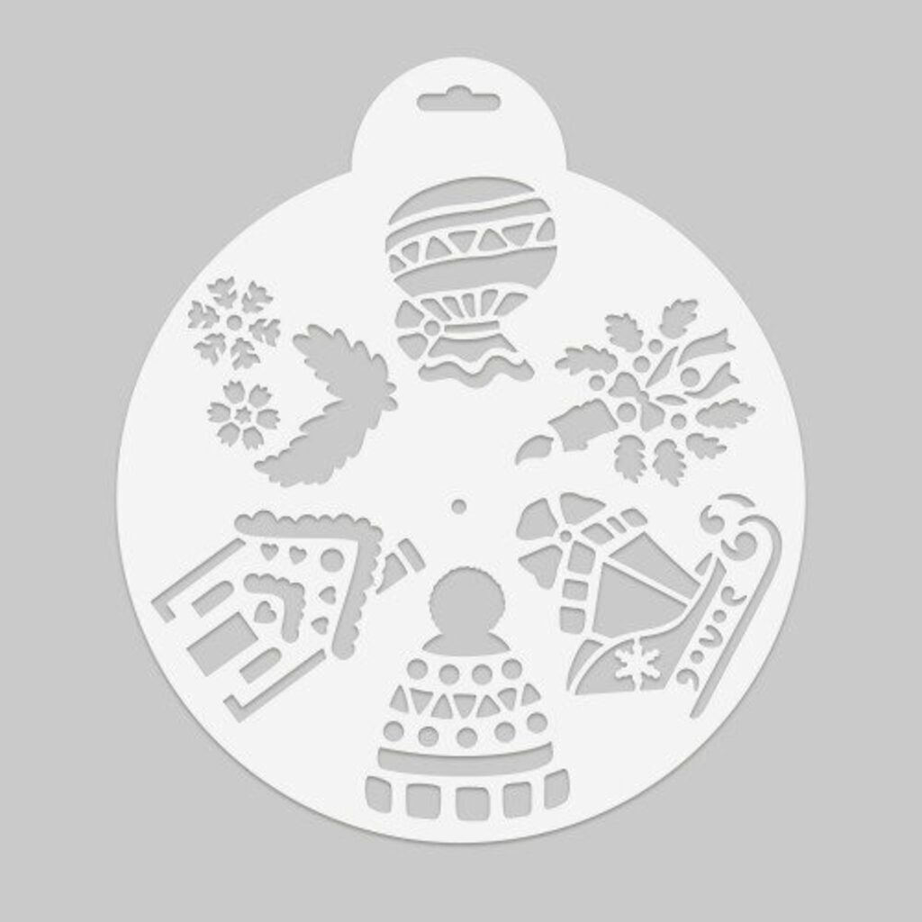 Трафарет "Санки с подарками" многоразовый, 25*25см