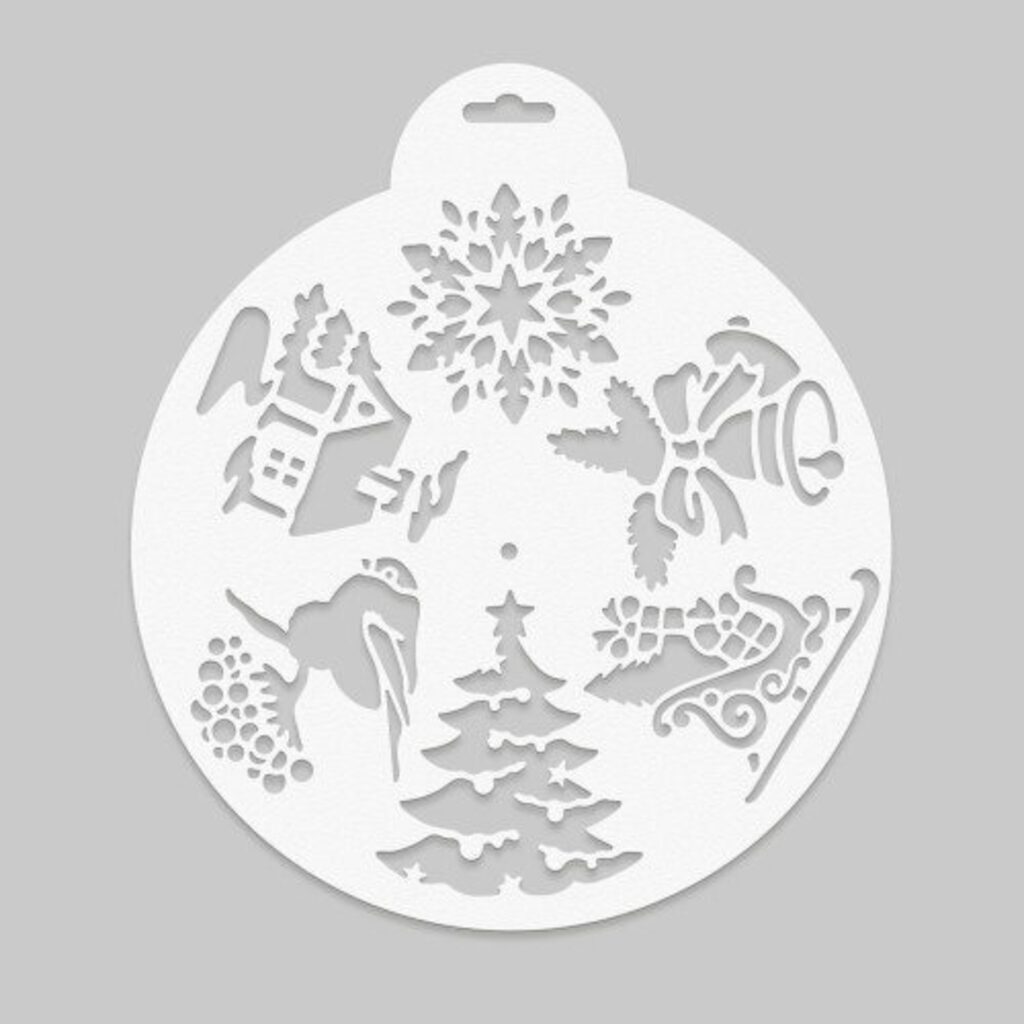 Трафарет "Ёлочка и колокольчик" многоразовый, 25*25см