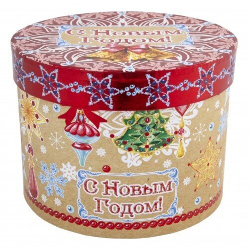 Коробка подарочная "Новогодние колокольчики" картон 1100г/м2, 18*18*14см