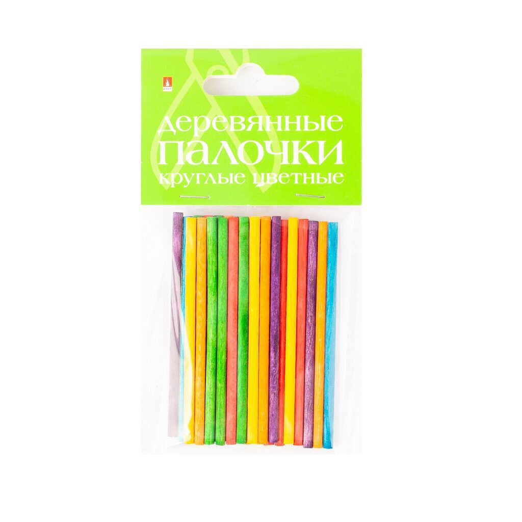 Деревянные палочки для творчества круглые цветные,  7см, d=3мм, 25шт
