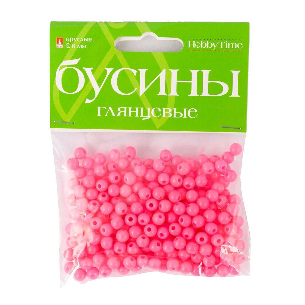 Бусины глянцевые, круглые, d= 6мм, 10цв.
