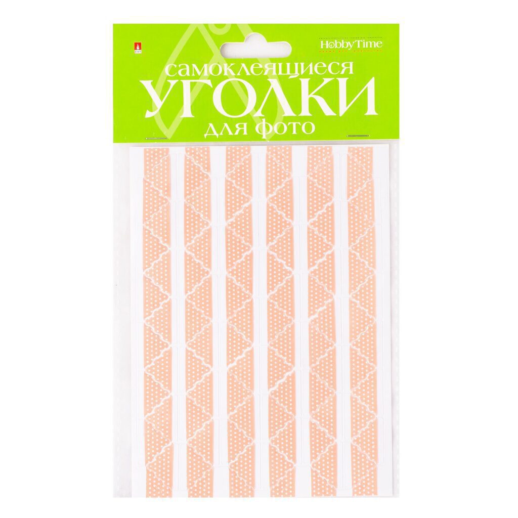 Уголки для фото самоклеящиеся, однотонные  (Горошек, розовые), 76шт.