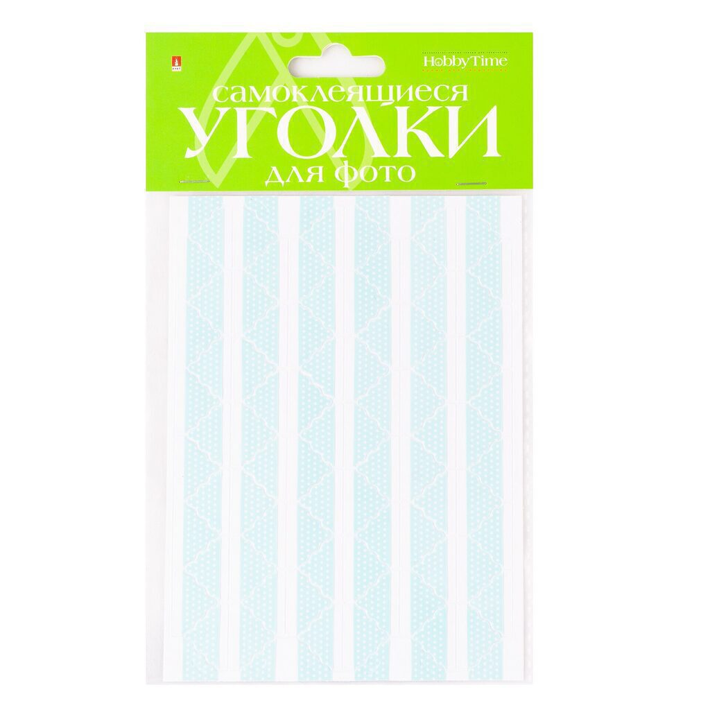 Уголки для фото самоклеящиеся, однотонные  (Горошек, голубые), 76шт.
