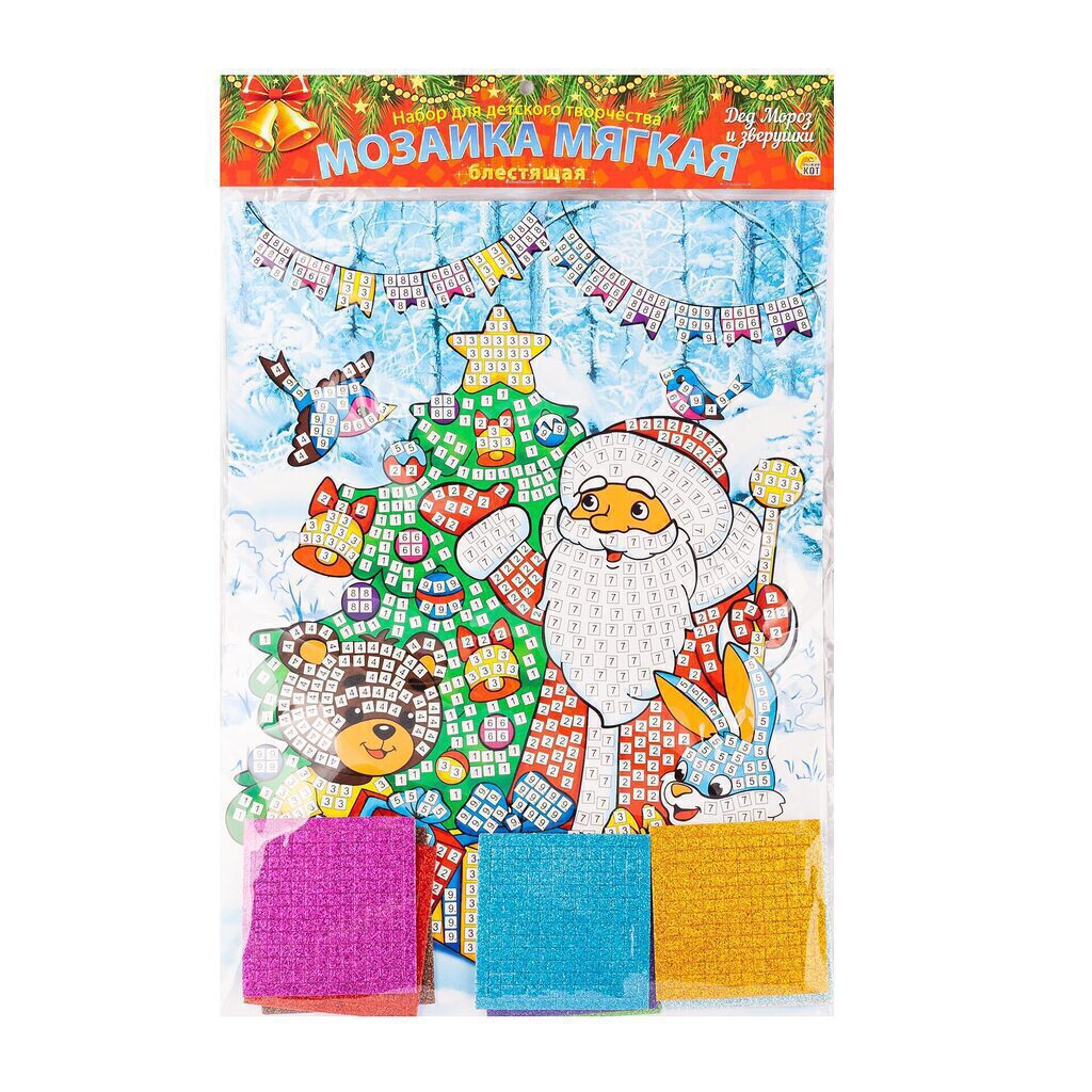 Аппликация EVO "Дед мороз и зверушки" А3, по номерам