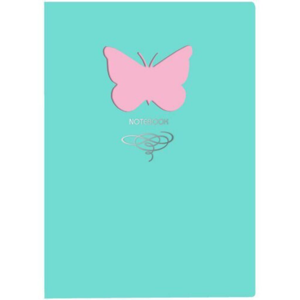 Записная книжка А5  80л. "Butterfly. Мятный" иск.кожа, интегр.пер., фигурн.выруб, тисн.фольгой, лин.