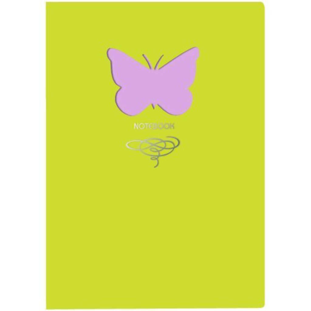 Записная книжка А5  80л. "Butterfly. Салатовый" иск.кожа, интегр.пер., фигурн.выр, тисн.фольг, лин.