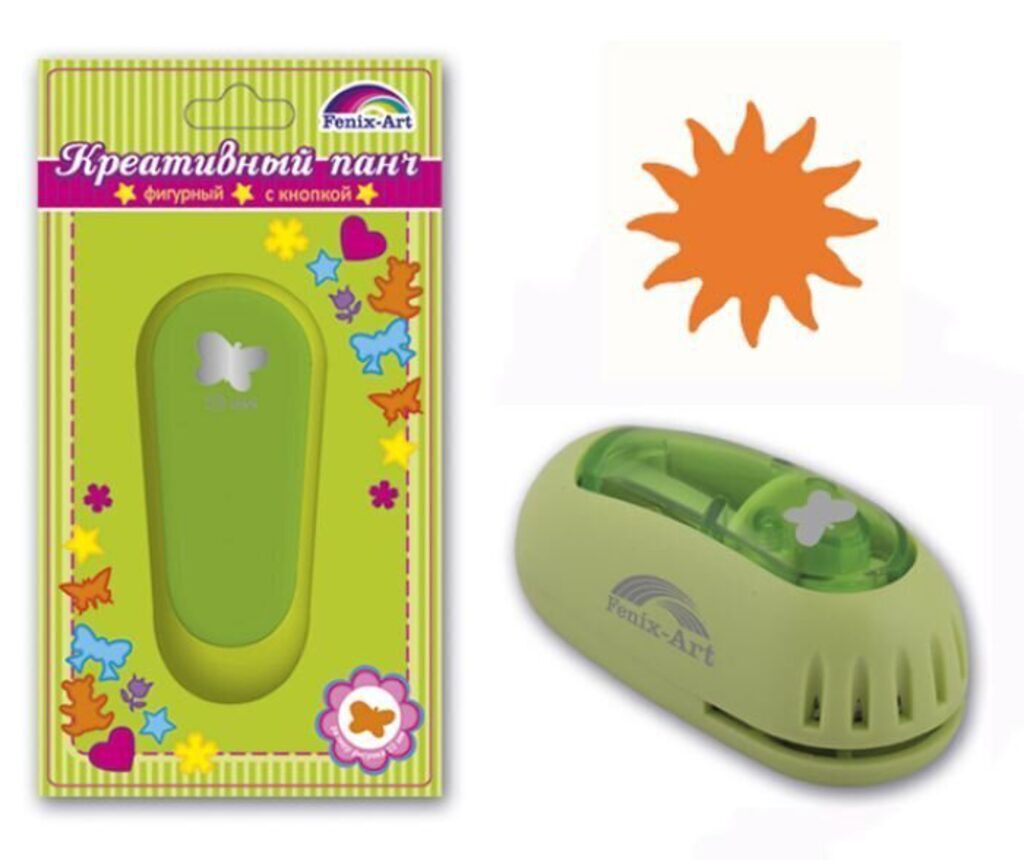 Панч дырокол 10мм "Солнце" размер панча 68*34*32мм, блистер