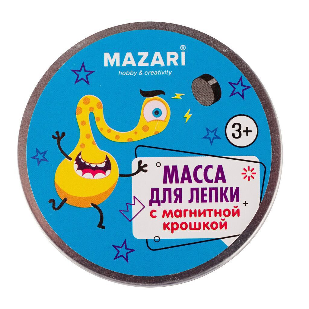 Масса для лепки 50гр с магнитной крошкой, металл.банка, ассорти 4цв.