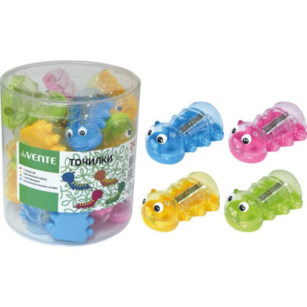 Точилка пласт. с контейнером  1 отв. "Гусеница"