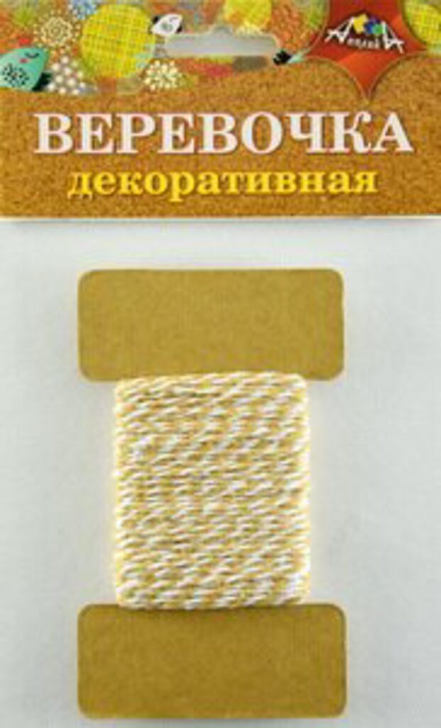 Декоративная веревочка, двухцветная корничневая с белым