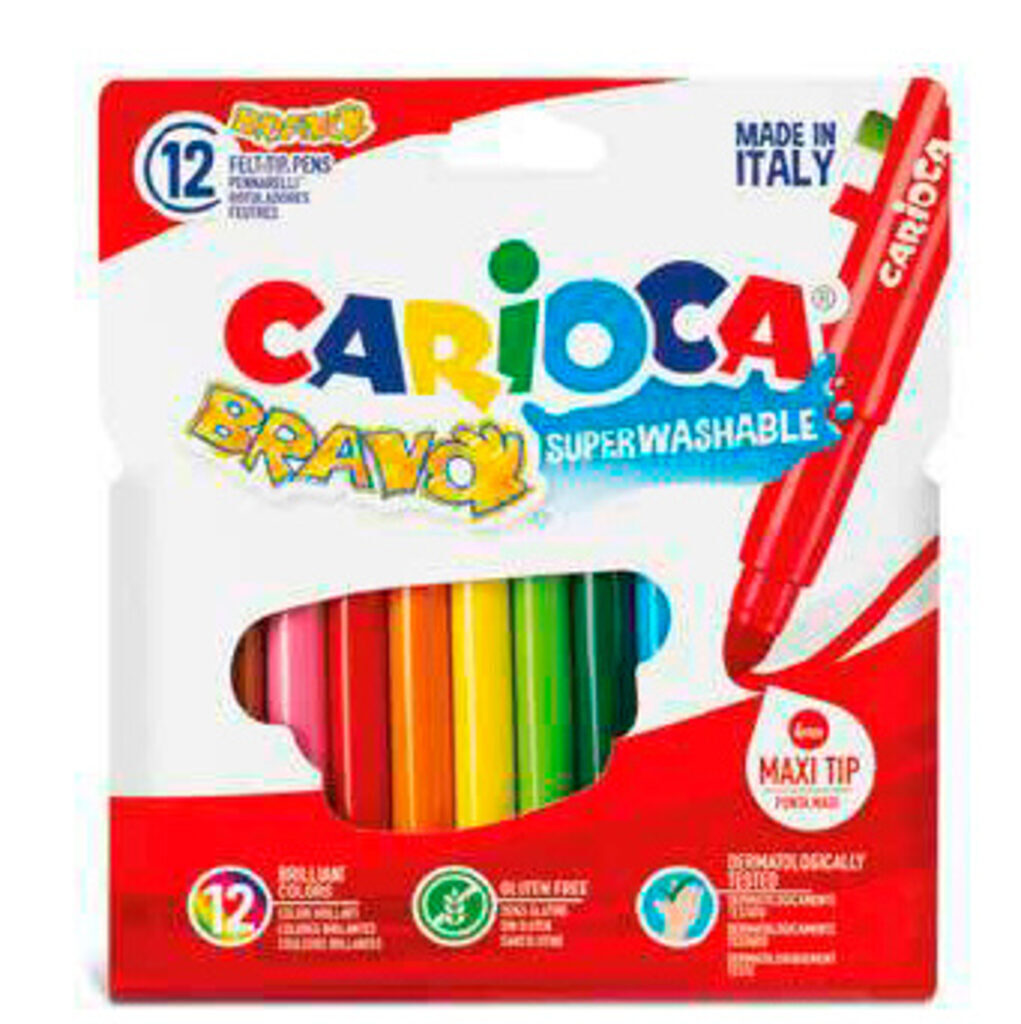 Фломастеры  12цв "Carioca. Bravo", 6мм, блистер картонный