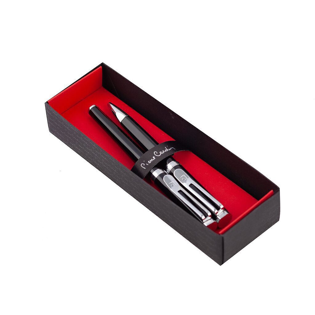 Набор: ручка шариковая+роллер Pier Cardin, корпус-латунь с глянцевым покрытием, сталь/хром