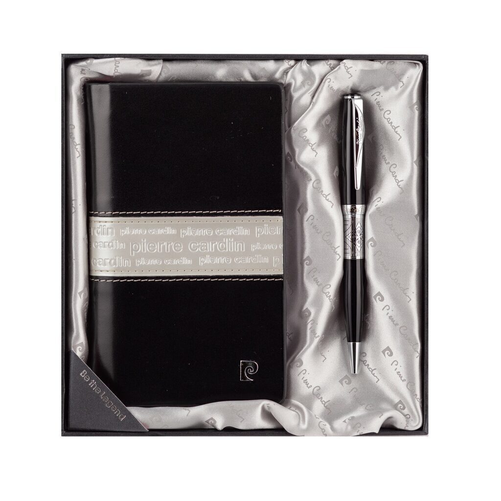 Набор: записная книжка+шариковая ручка латунь/лак/хром, блокнот бумажный