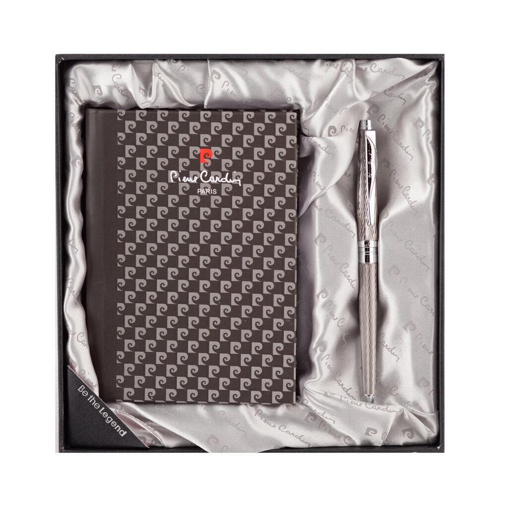 Набор: записная книжка+шариковая ручка латунь с гравировкой/хром