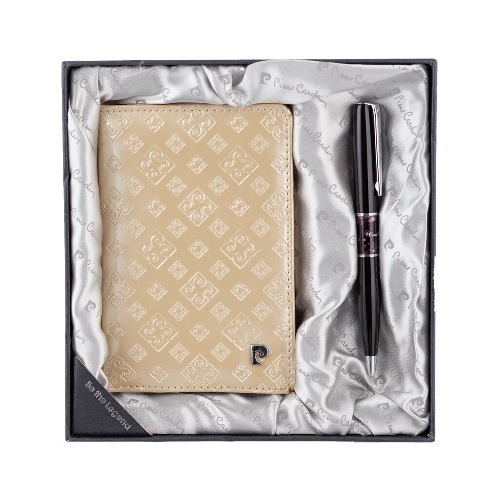 Набор: Обложка для паспорта и ручка латунь/лак/акрил/хром/золотой