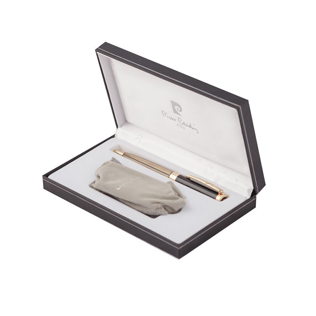 Набор Pier Cardin: ручка шариковая+газовая турбо зажигалка позолота/черный лак