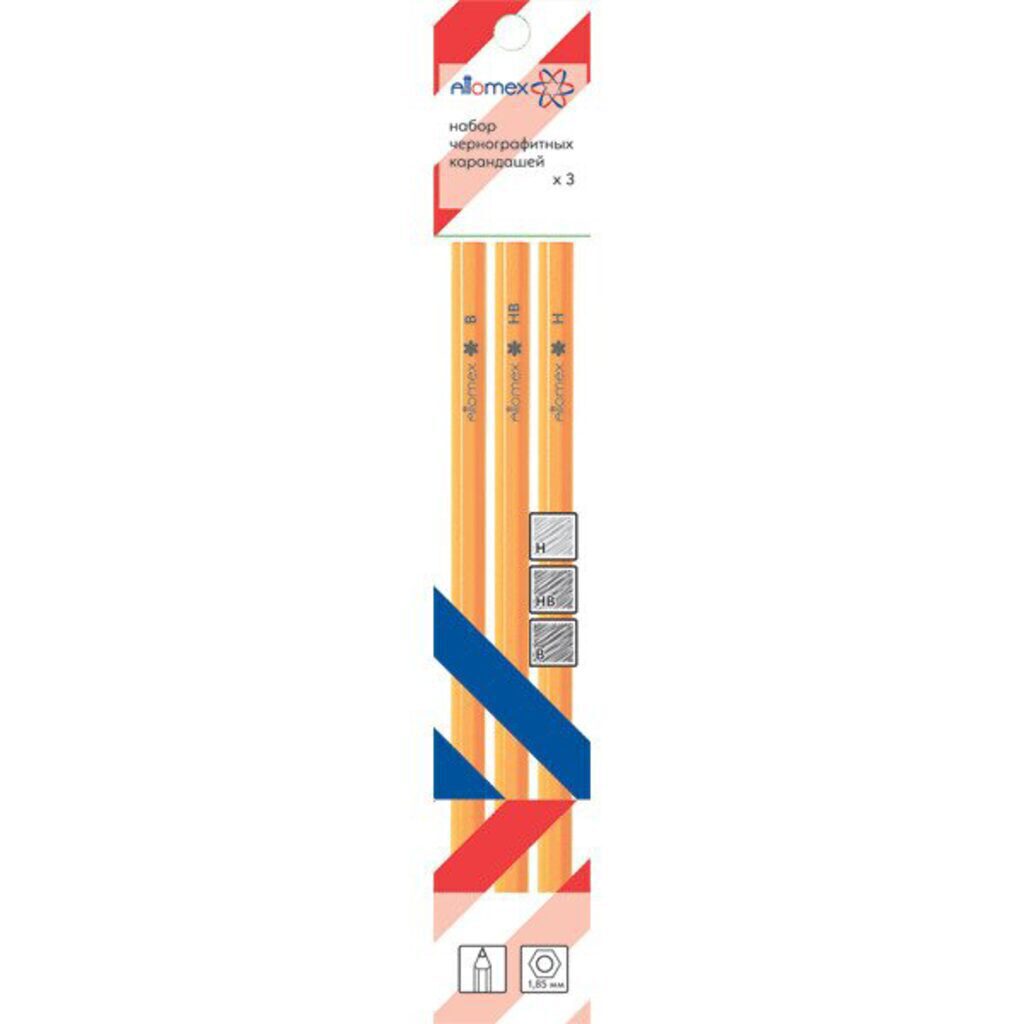 Набор карандашей  3 шт, Attomex (B, HB, H), корп. желтый