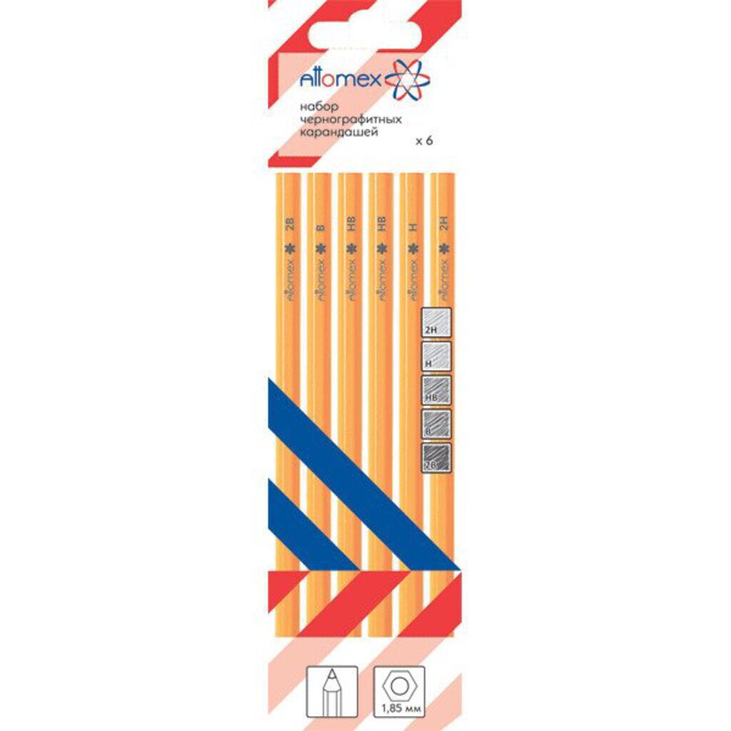 Набор карандашей  6 шт, Attomex (2B-2H), корп. желтый