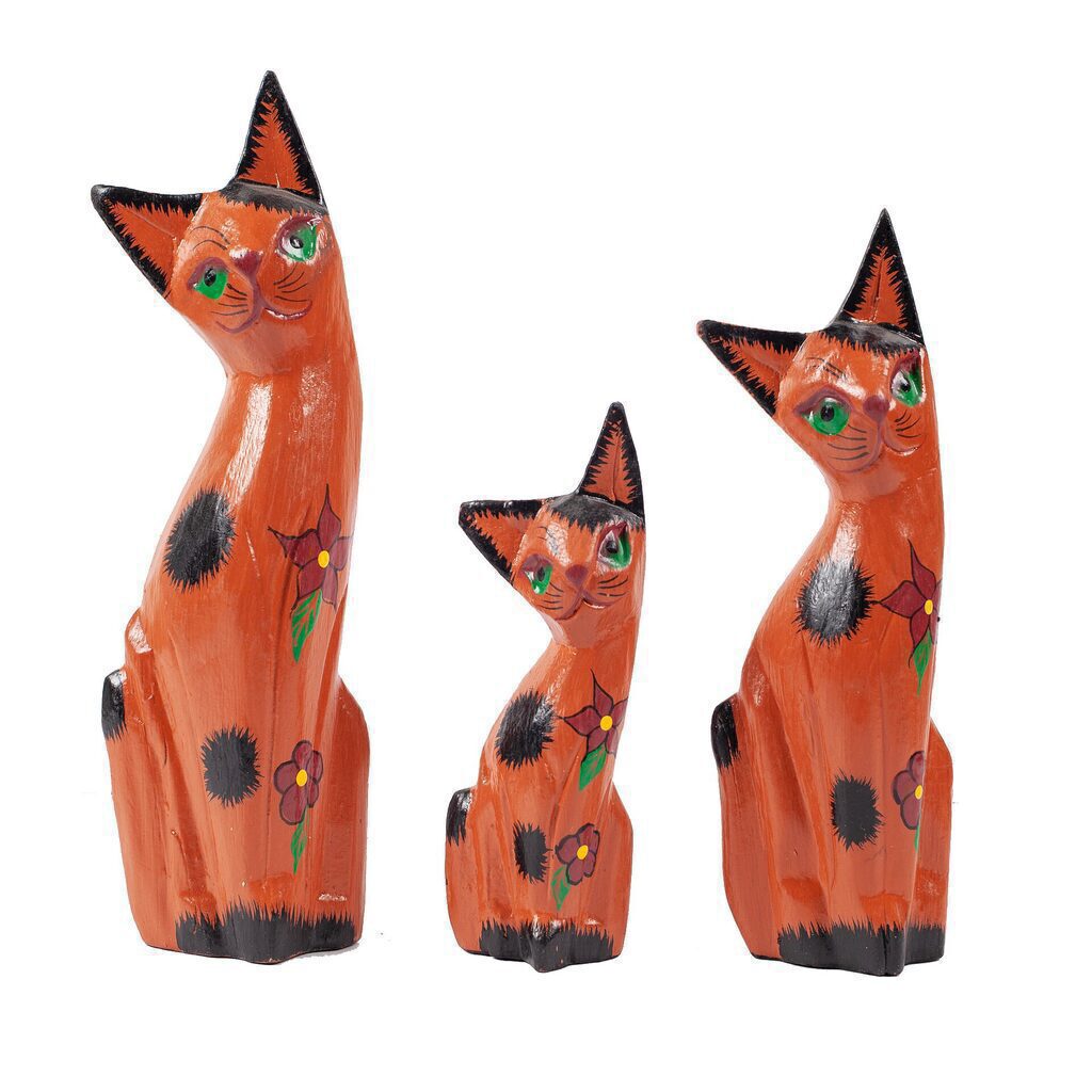 Набор фигурок "Кошки" 10, 20, 25 см, рыжие, дерево 3шт