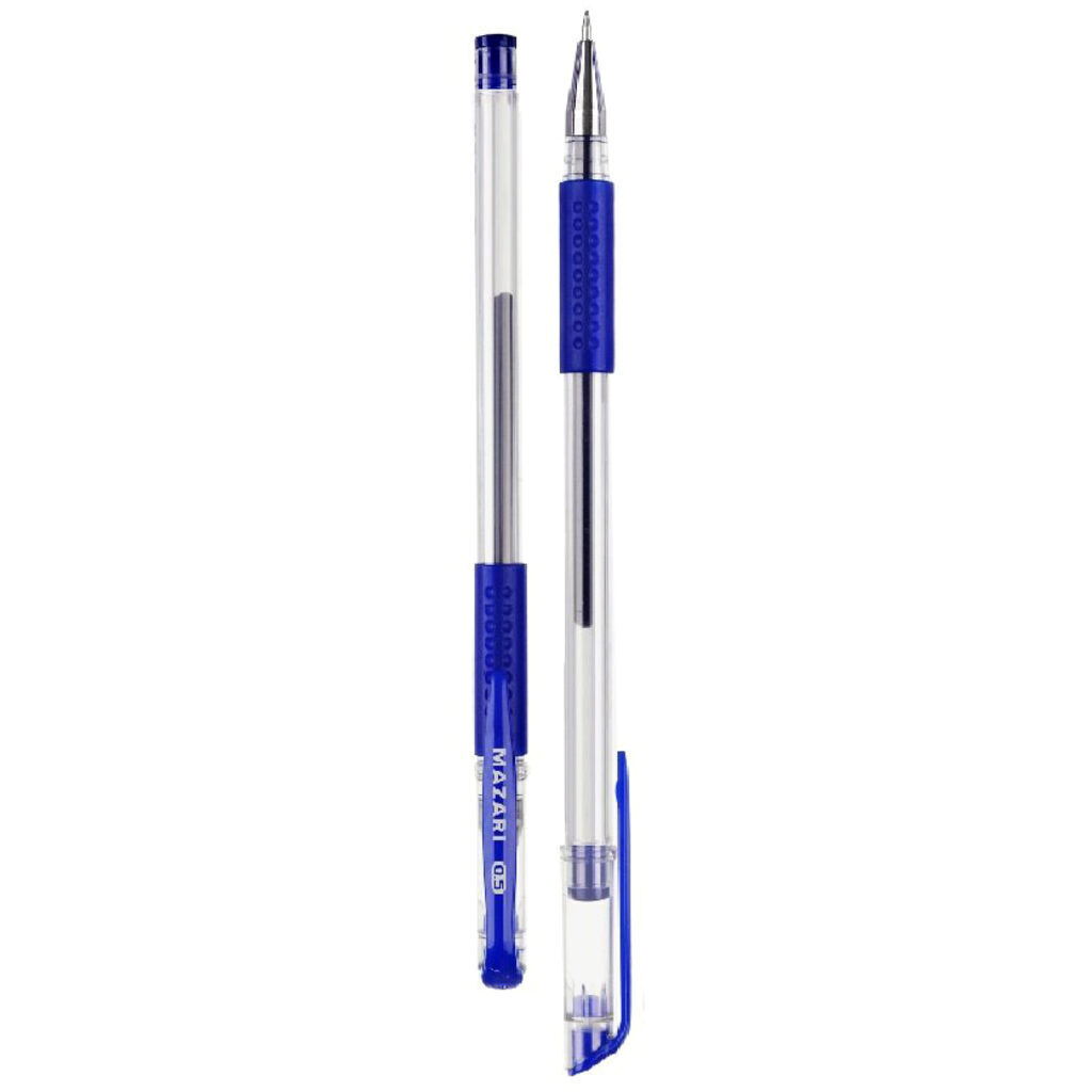 Ручка гелевая MAZARI DENISE синяя, 0,5мм, прозр.корпус, рез.грип