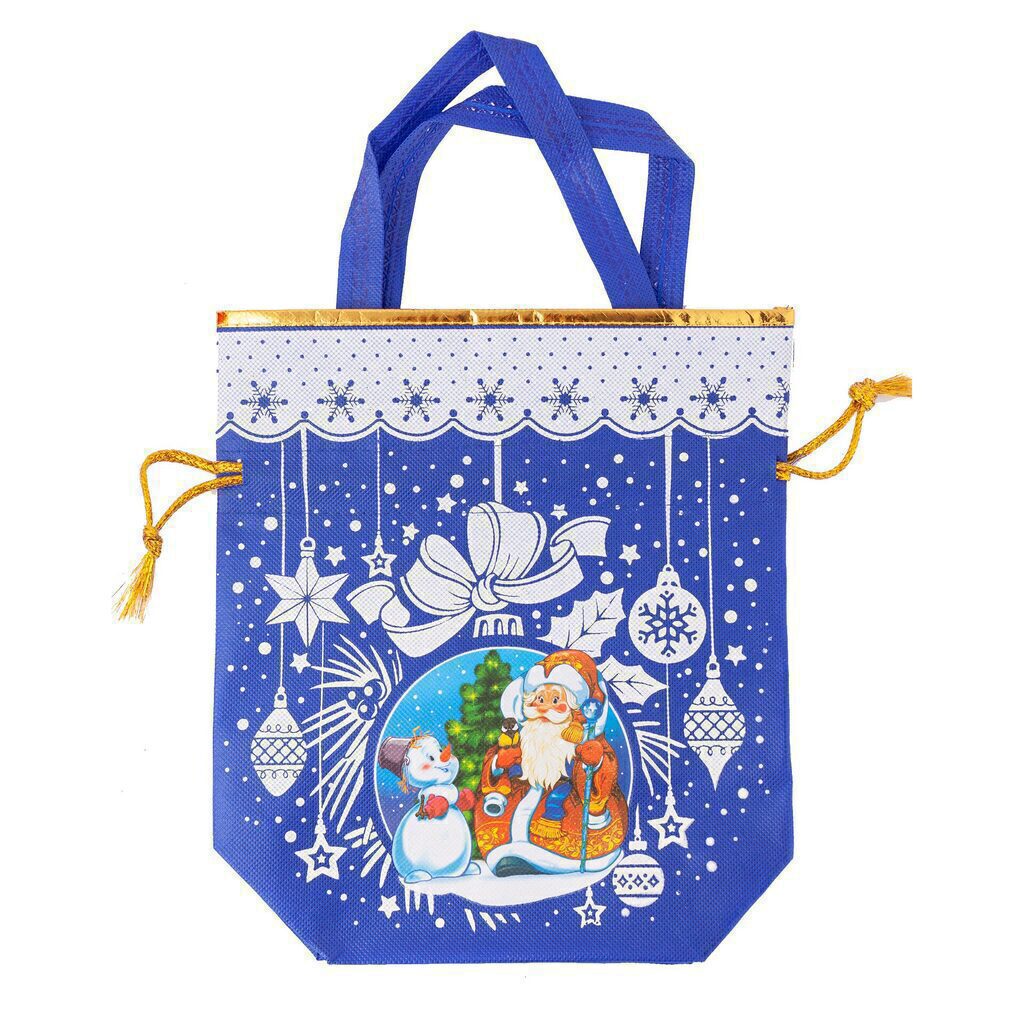 Подарочный мешок "Новогодний" 26*22*8см синий