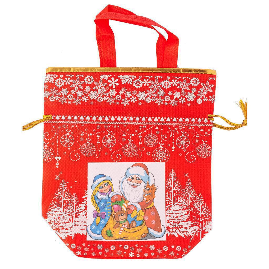 Подарочный мешок "Новогодний" 26*22*8см красный