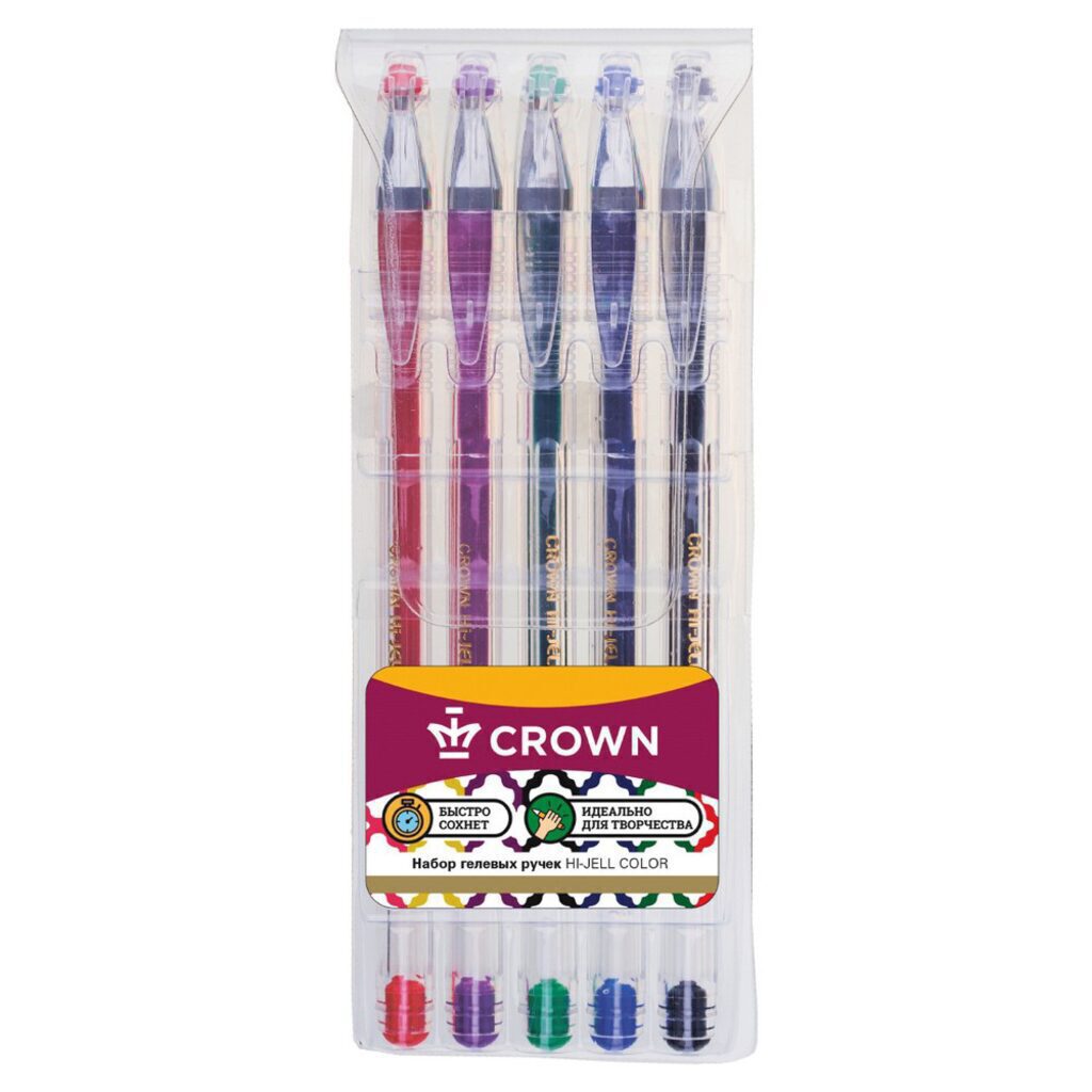Набор гелевых ручек CROWN  5 цв.