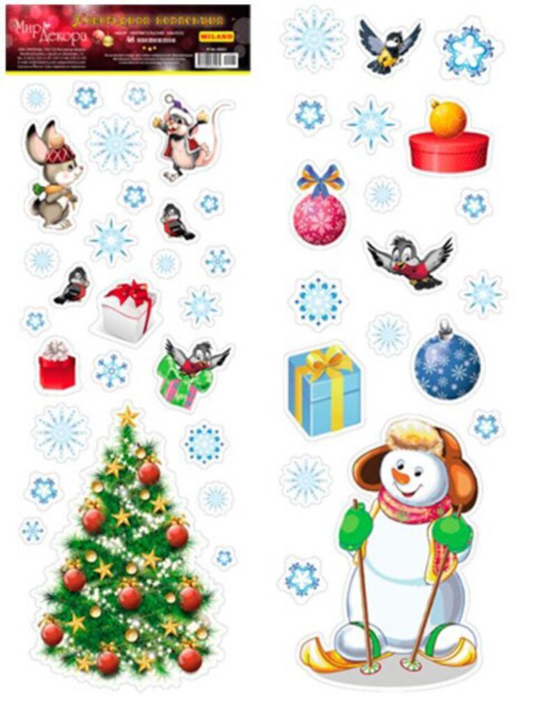 Наклейки оформительские 48/17см "Новогодняя коллекция"
