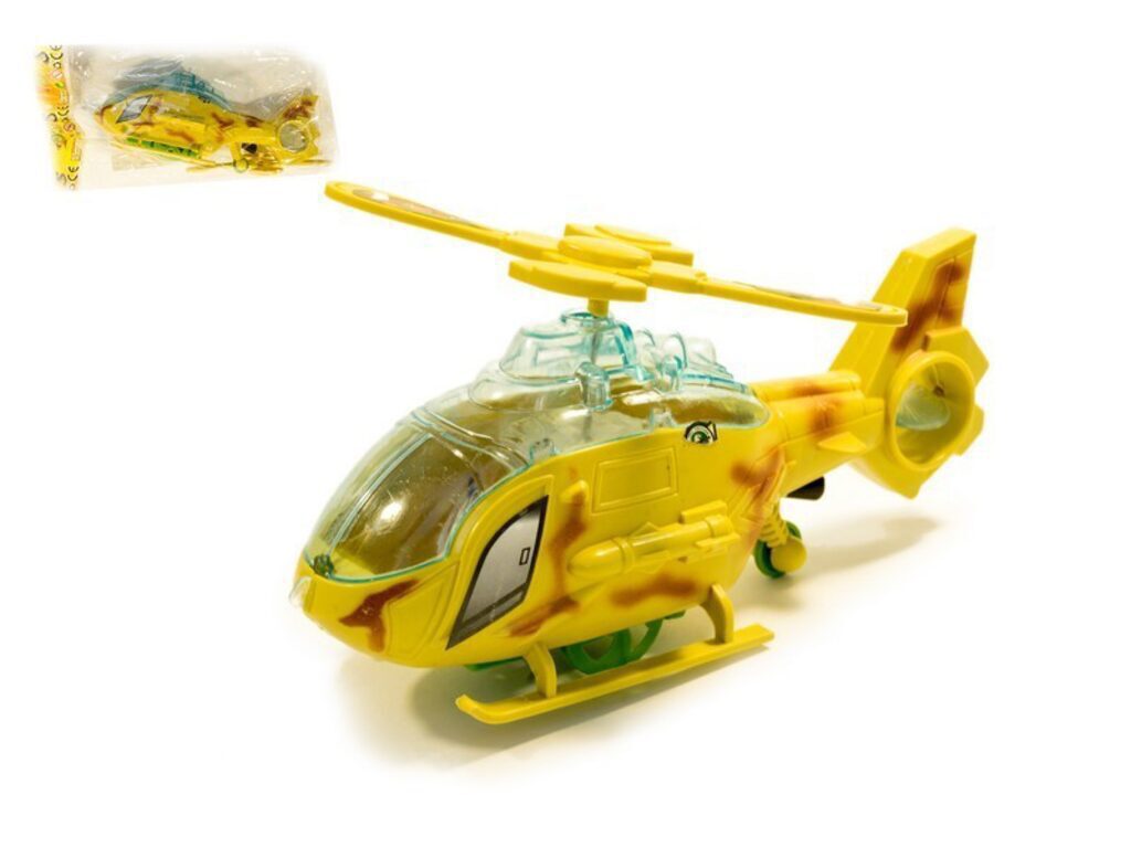 Вертолет военный заводной на веревке со светом 16см