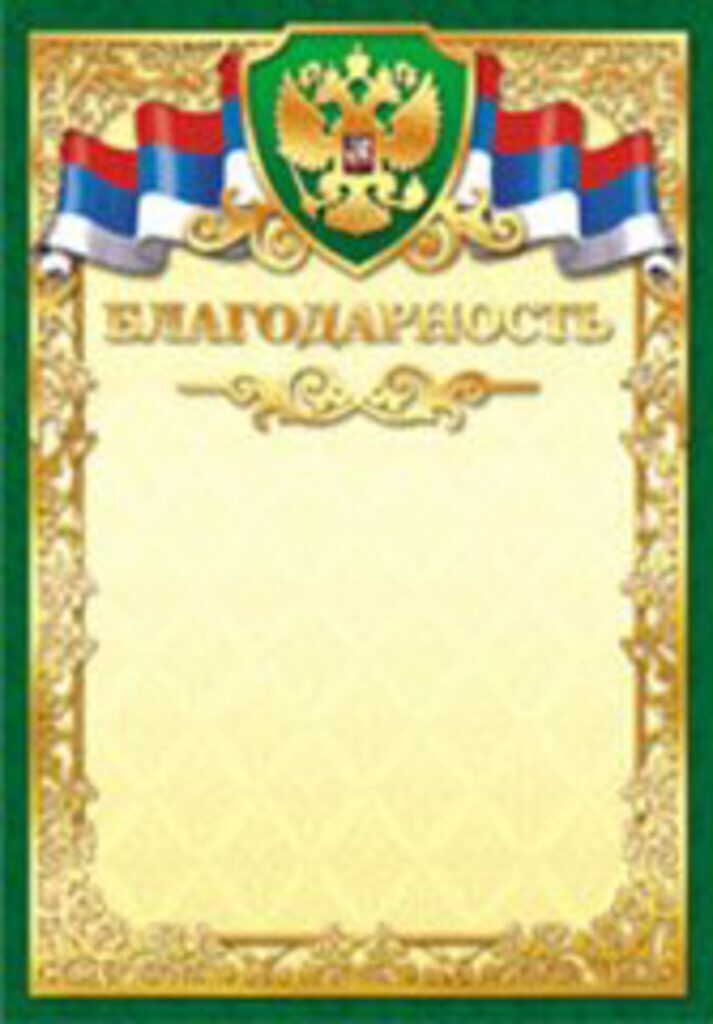 Благодарность А4 с гербом и фольгой 190г/м