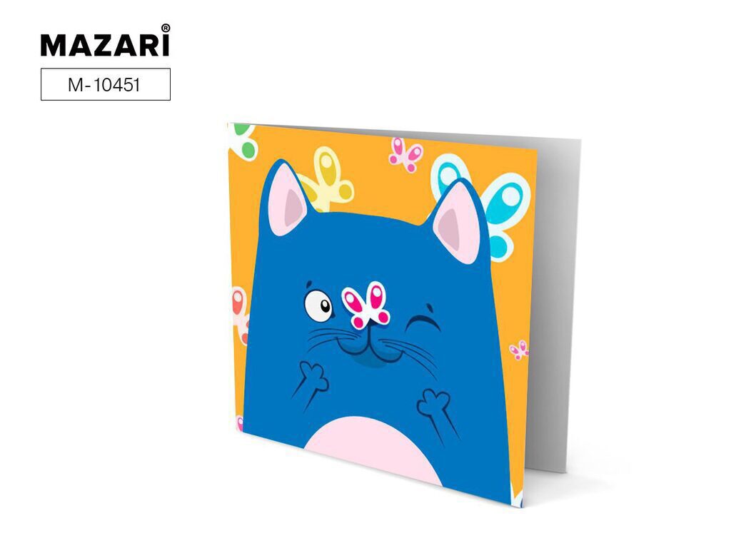 Мозаика алмазная 15*15см "Открытка своими руками. Кот и бабочка"