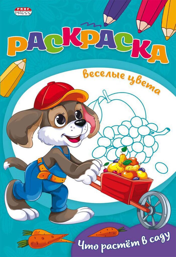 Раскраска А5 16стр. "Весёлые цвета "Что растет в саду", ч/б