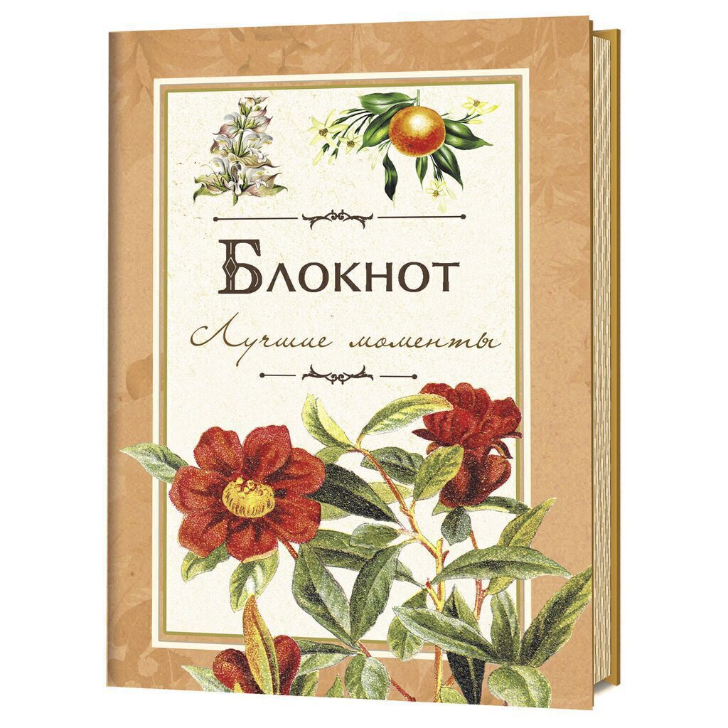 Блокнот А6  32л  "Лучшие моменты (оранжевый)" блок с рисунками, лин., скрепка