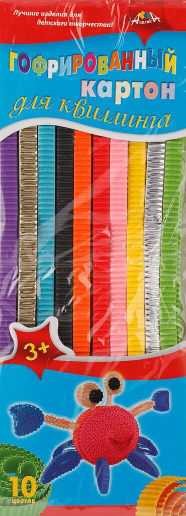Набор гофрокартона для квиллинга 295х10мм  10цв. "Ассорти"