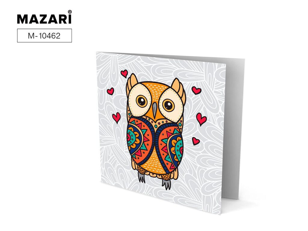 Мозаика алмазная 15*15см "Открытка своими руками. Сова"