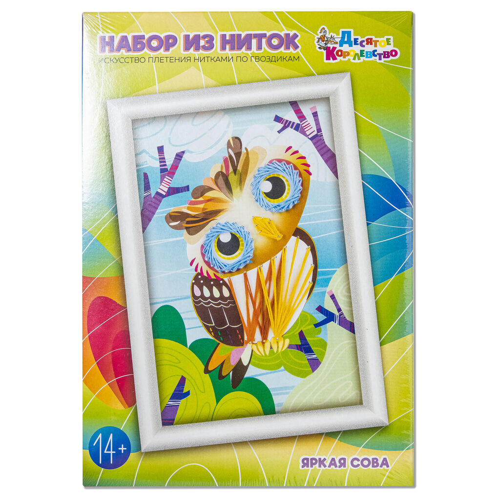 Набор для творчества Плетение нитками "Яркая сова" 14+
