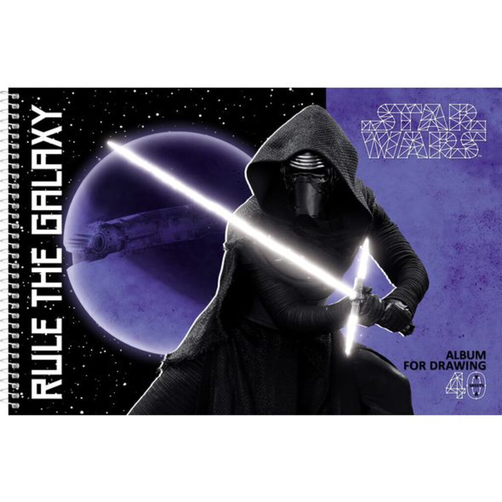 Альбом А4 40л  гребень "Звездные войны"  пл. 100 гр/м, перфорация на отрыв