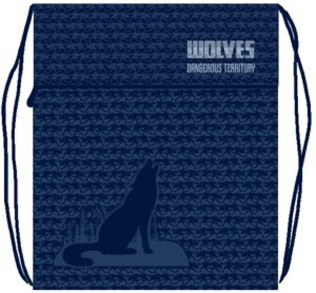 Мешок для обуви 1 отд, карман на молнии, сеточка 410*490 Wolves
