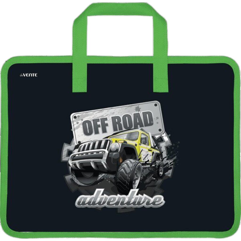 Папка А4+ (33,5*26см) с ручками, на молнии, широкая  Off Road, пластик