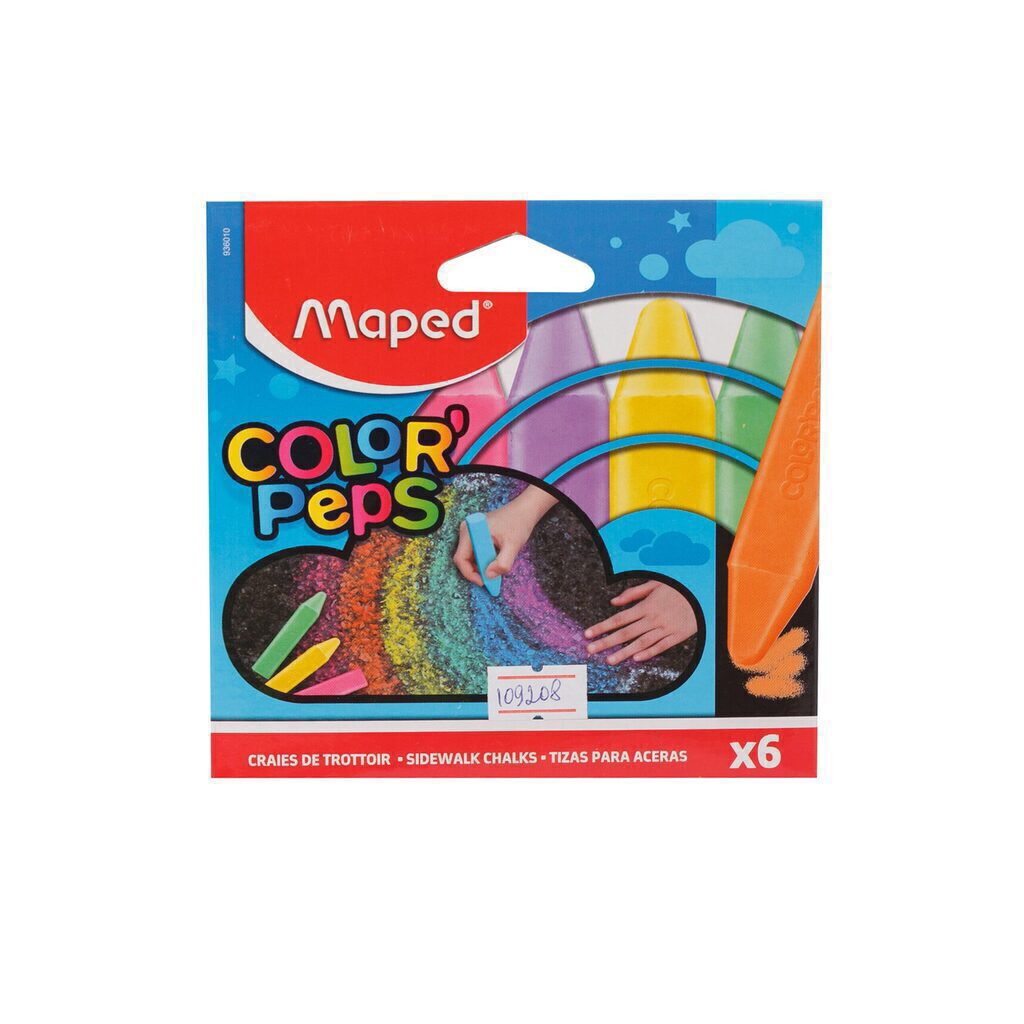 Мел цветной школьный 6шт COLOR'PEPS, для рисования на асфальте