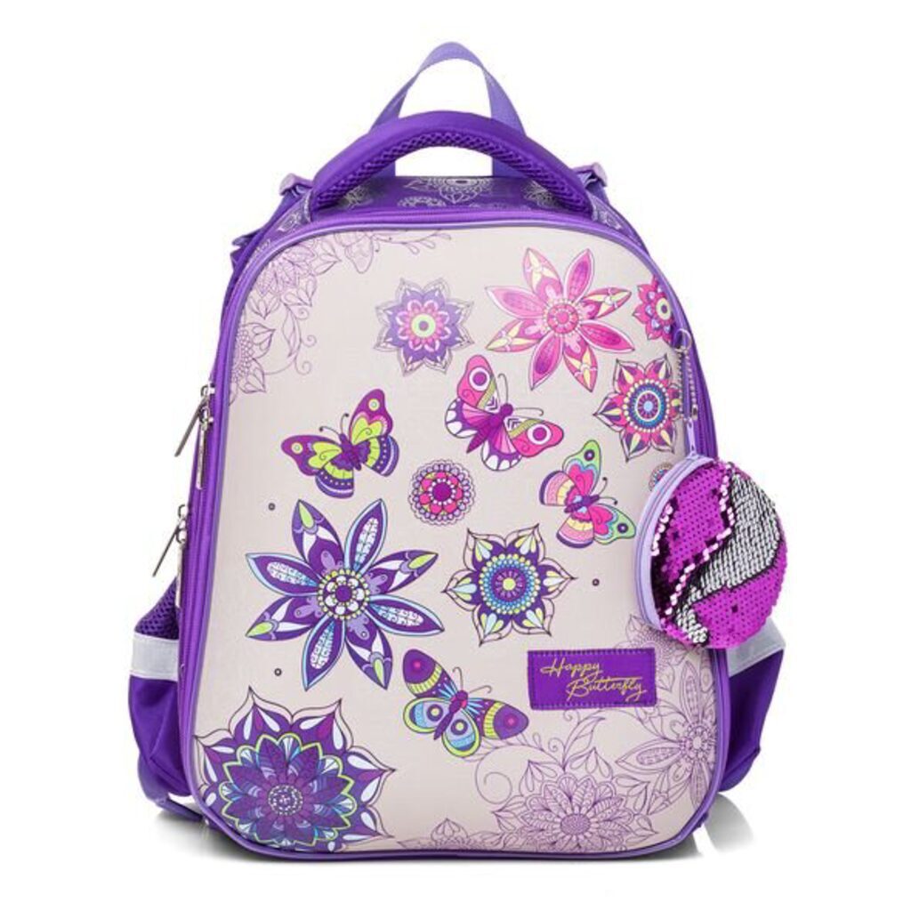 Ранец школьный  Ergonomic "Happy butterfly" 37*29*17см,EVA, 2 отд на молнии, светоотраж.