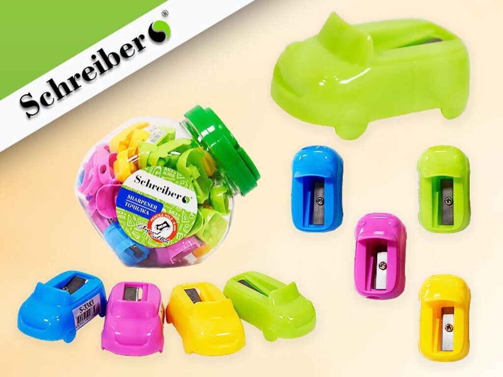 Точилка пласт. 1 отв. МАШИНКА 44*26 мм, в банке