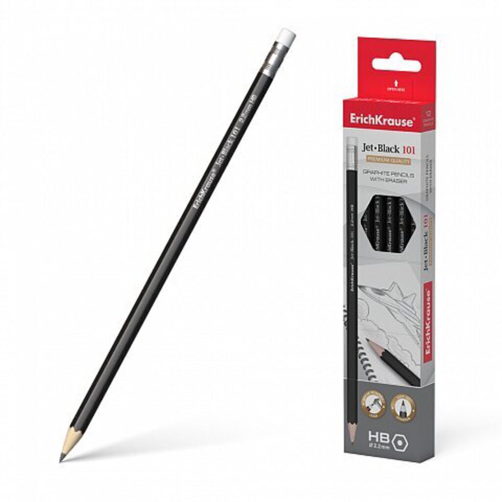 Карандаш Jet Black 101 HB с ластиком