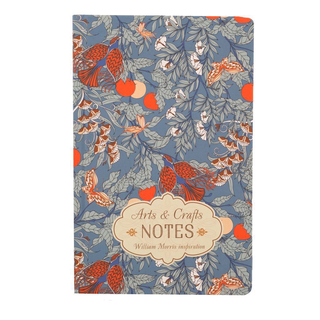 Записная книжка А5  40л  "Arts and Crafts NOTES" (голубая с красной птицей) блок с рисунками