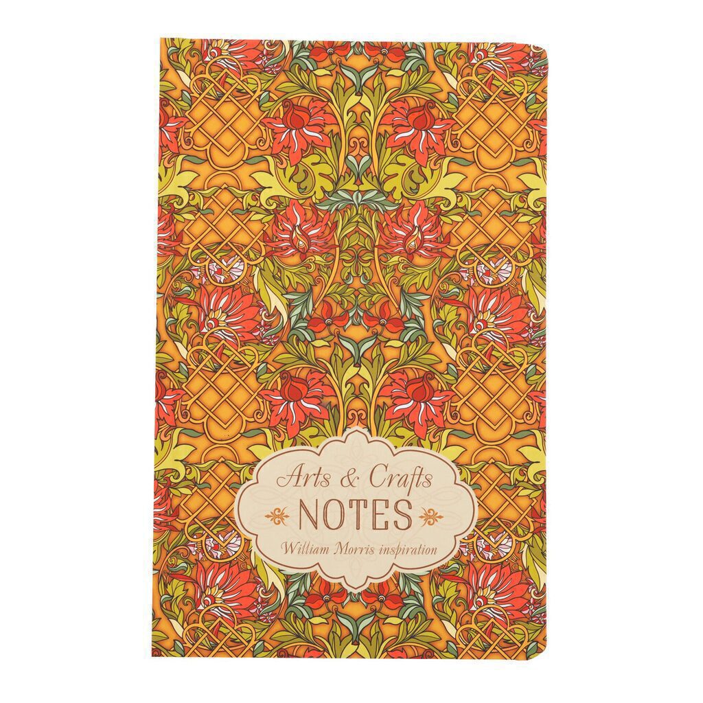 Записная книжка А5  40л  "Arts and Crafts NOTES" (желто-алая) блок с рисунками