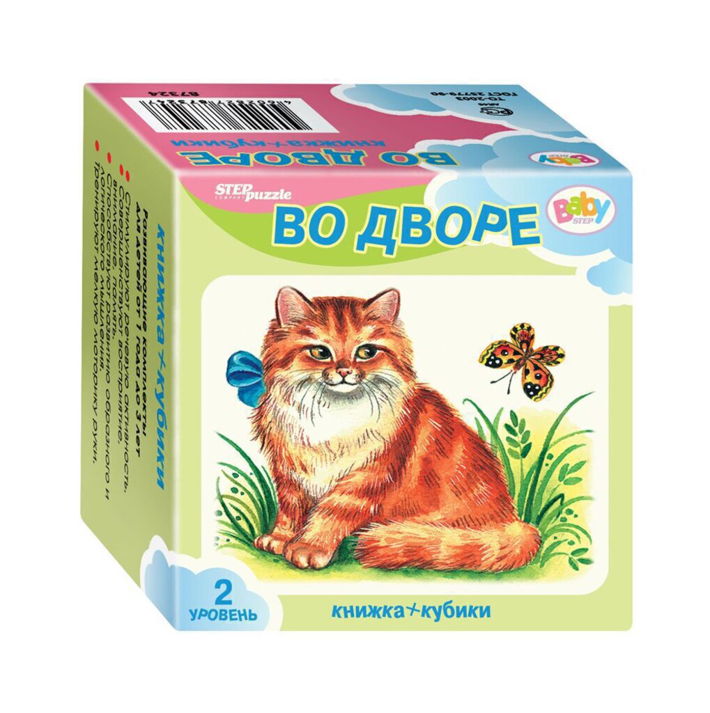 Комплект Книжка + кубики "Во дворе" 1+