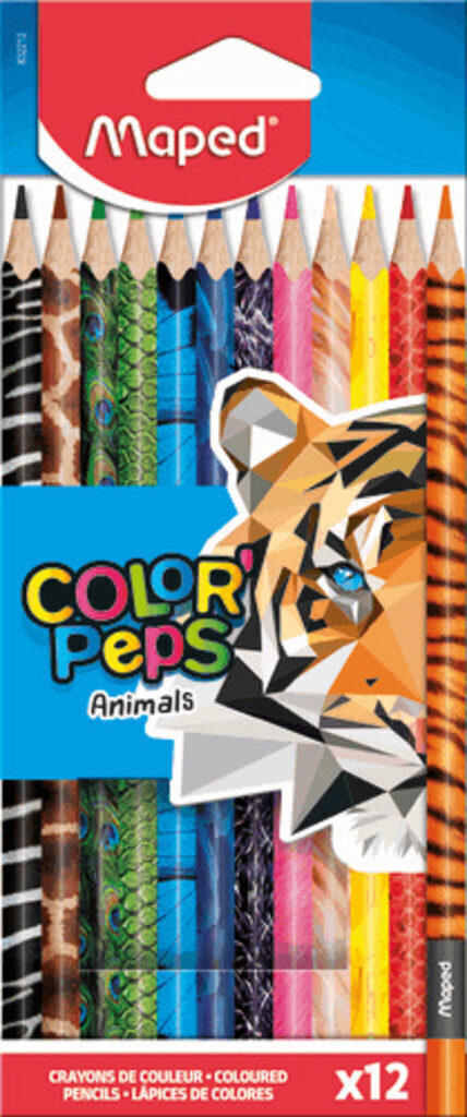 Карандаши цвет. 12цв  Maped Color Peps Animals  трехгран. декорированный корпус, карт. упак.