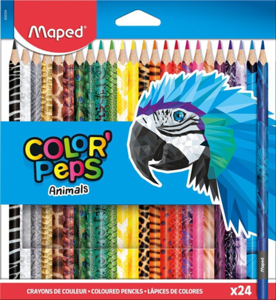 Карандаши цвет. 24цв  Maped Color Peps Animals  трехгран. декорированный корпус, карт. упак.